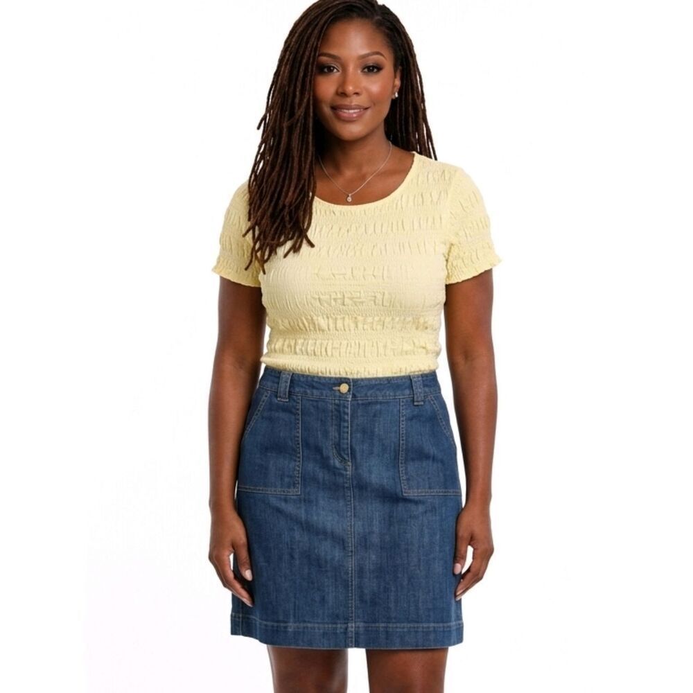 Jones New York Sport Blue Jean Stretch Denim Skirt Size 14